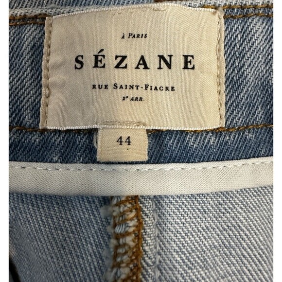 Sezane Emilio Jeans Womens Light Wash Blue High Rise Sailor Pockets Wide Leg 44 - Picture 11 of 13